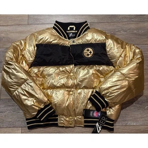 Neu mit Etikett G-III for Her Damen Pittsburgh Steelers Metallic Gold kurze Jacke - Small - Bild 1 von 7