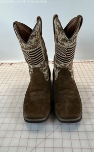 Men's Ariat American Flag Patriot Square Toe Western Cowboy Boots Size 10D - Picture 1 of 6