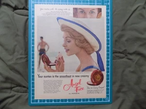 1958 PRINT AD ANGEL FACE MAKE UP BY PONDS SUNTAN CREAMY BEACH - Picture 1 of 1