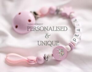 Pink Crown Dummy Clip Personalised Dummy Chain Pacifier Clip for Baby Girl