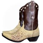 OLD GRINGO Vintage Rare Leopard Star Short Brown Cowgirl Cowboy Western Boots, 8