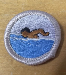 BOY SCOUT SWIMMING TYPE J "SCOUT STUFF" BACKING NEW MERIT BADGE - Picture 1 of 2