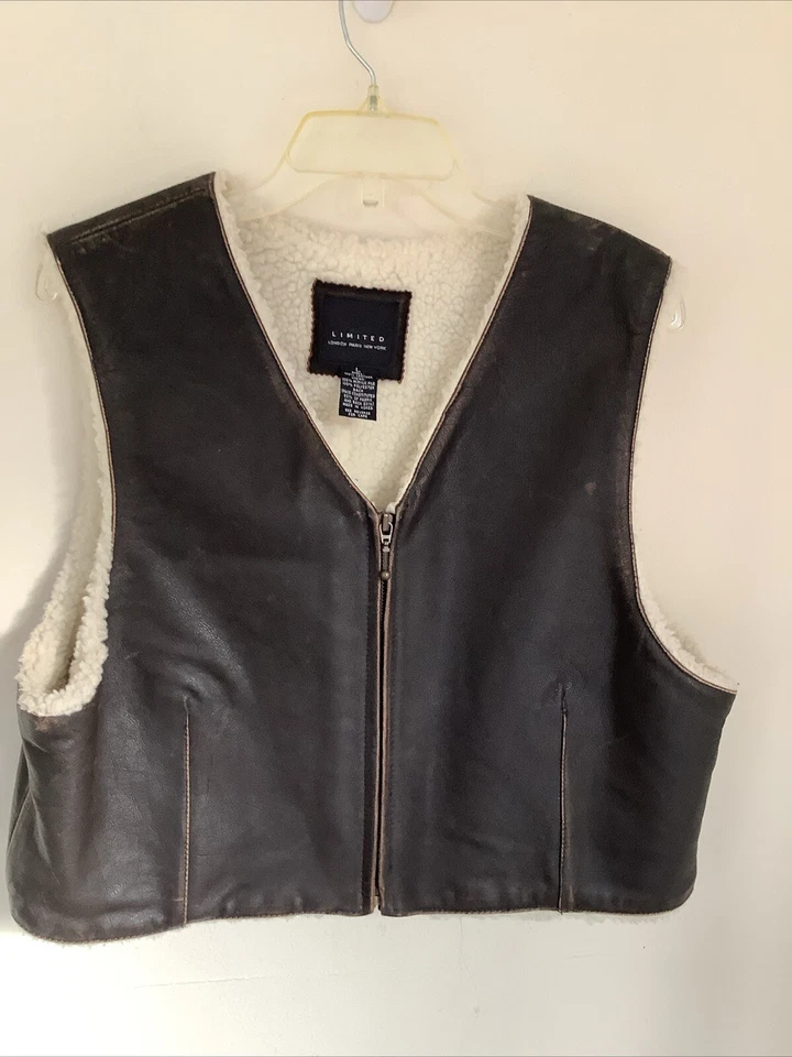 Chaleco Vaquera Western Vintage Limitado L Cuero Real Imitación Esterlina Cremallera Corta  Foto 1 de 4