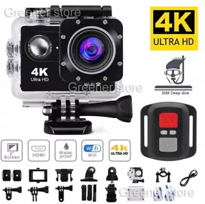 4K WiFi Action Camera Waterproof Sports Camera HD 1080P Screen Underwater Camera - Picture 1 of 16