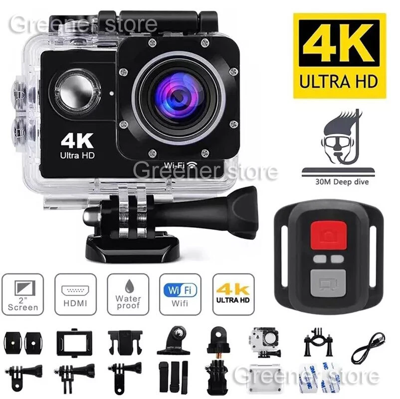 4K WiFi Action Camera Waterproof Sports Camera HD 1080P Screen Underwater Camera - Image 1 of 4