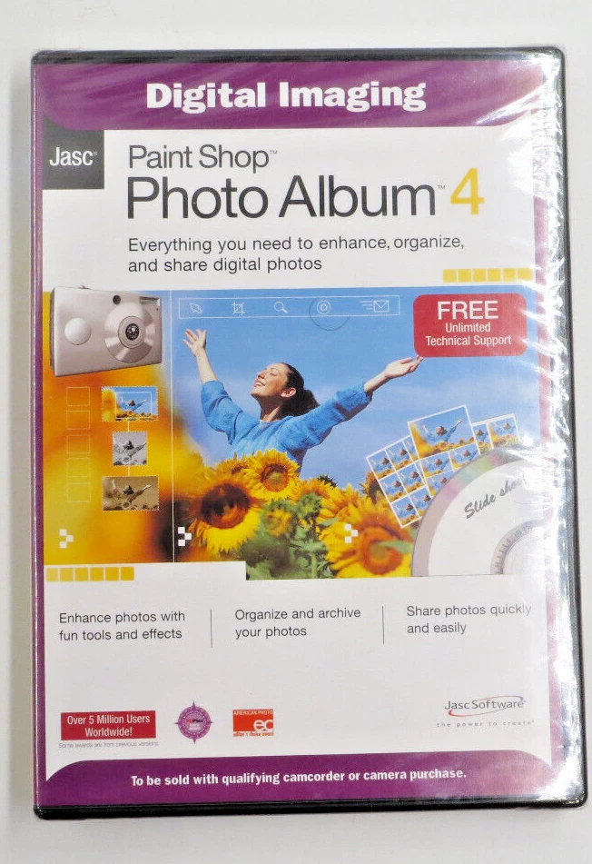 Nuevo álbum de fotos sellado Jasc Digital Imaging Paint Shop 4 Nuevo de Lote Antiguo Foto 1 de 2