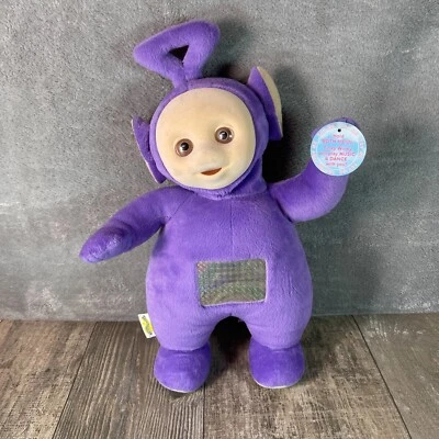 "Juguete musical bailarín vintage Teletubbies Tinky Winky 15"" 1999 Miss cubierta de batería" Foto 1 de 4