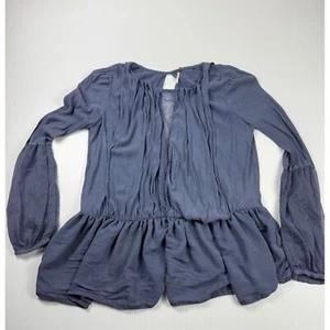 Free People Tunic Top Ruffle Hem Long Sleeve Blouse Flowy XS - Picture 1 of 6