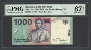 Indonesia 1000 Rupiah 2000 / 2013 P141m Uncirculated Grade 67 - Picture 1 of 2