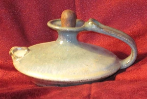 CLAY POTTERY CONTAINER WITH STONE STOPPER - Picture 1 of 5