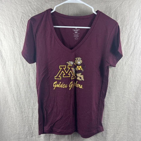 Colosseum Women's Maroon Short Sleeve Studded MN Golden Gophers Shirt Size XL Cover