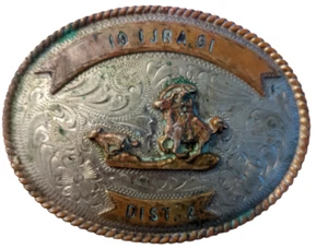1991 TROPHY I.J.R.A. DIST 2 ROPING SCHWERE GÜRTELSCHNALLE HERGESTELLT IN DEN USA Qualität authentisch - Bild 1 von 3