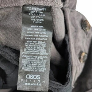 ASOS Design Herren Cord Cropped Utility Hose Grau Größe 28x30 - Bild 1 von 6