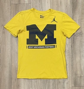 NIKE JORDAN BRAND Michigan Wolverines Football 2017 Men’s T-Shirt Small Yellow - Picture 1 of 8