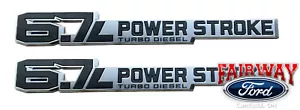 2023 Super Duty OEM Ford 6.7L Powerstroke Diesel Black Chrome Door Emblems PAIR - Picture 1 of 5