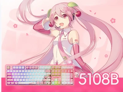AKKO 5108B Plus  Hatsune Miku RGB Mechanical wireless pink Keyboard 108 Keys - Image 1 of 4
