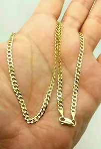 14K Solid Gold Thick Cuban Chain Necklace Men Women 2.60mm 16" 18" 20" 22" 24" - Picture 1 of 10