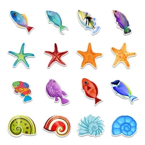 50x Ocean Sea Sheel Starfish Fish Sticker Laptop Bottle Journal Scrapbook Decals - Picture 1 of 6