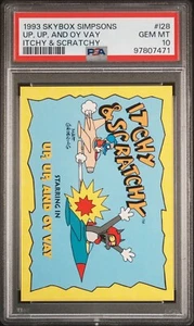 1993 Skybox Simpsons Itchy & Scratchy Up Up and Oy Vay I28 PSA 10 (Pop 2) - Picture 1 of 2