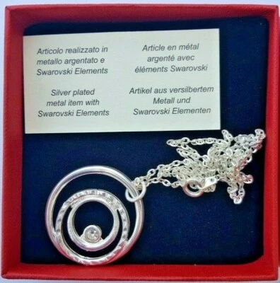 COLLANA GIROCOLLO ARGENTATO PLACCATO ARGENTO CIONDOLO SILVER PLATED SWAROVSKI  - Immagine 1 di 3