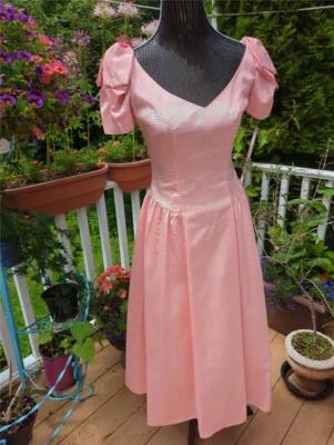 Años 80-50 de colección. VESTIDO DE GRADUACIÓN ROSA LARGO COMPLETO BIANCHI RECREACIÓN 34" BUSTO-EE. UU. Foto 1 de 4