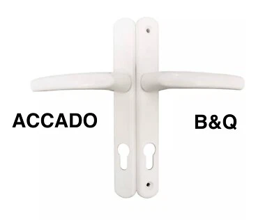 Accado  Door Handles 85PZ 195mm  Screw Centres B&Q Replacement White Sprung - Image 1 of 4
