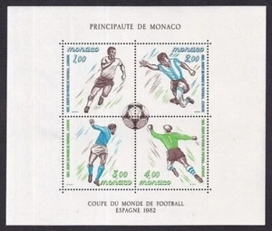 Monaco — Souvenir Sheet of 4 — 1982, 1982 World Cup / soccer players #1322 MNH - Picture 1 of 1
