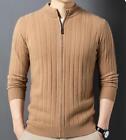 Men's Fashion Winter Stand Collar Long Sleeve Kniting Cardigan Wool Sweaters