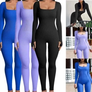 Women's Workout Jumpsuit One Piece Yoga Training Bodysuit Activewear Clubwear - Picture 1 of 40