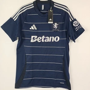 NWT Adidas Aston Villa Jersey Betano Men's Size L Blue White Striped - Picture 1 of 5