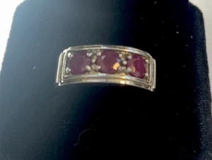 Elegant Ratnaraj Ruby (3 Stone) 1.8 CTW Size 10 Silver Men’s Ring - Picture 1 of 8