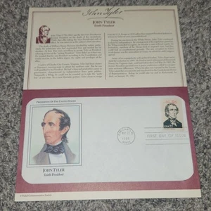 1986 First Day Cover Postal Commemorative Society Sheet John Tyler President - Picture 1 of 5