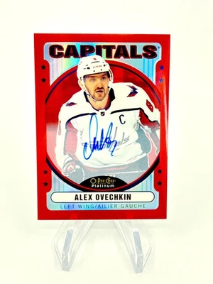 Alex Ovechkin 2021-22 O-Pee-Chee platina arco-íris vermelho autografado rígido SSP - Imagem 1 de 2
