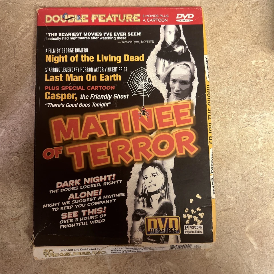 Matinee of Terror Night of the Living Dead Last Man on Earth  Casper Cartoon DVD - Image 1 of 1