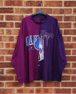 Asos purple pink spliced colourblock tshirt pattern long sleeve oversized L - Picture 1 of 4