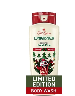 Nuevo jabón corporal Old Spice, edición navideña, Lumbersnack Fresh Pine, 16 fl oz Foto 1 de 2