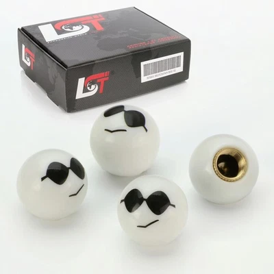 4x Tyre Valve Caps Cap Set Smiley Sunglasses for Subaru - Image 1 of 3