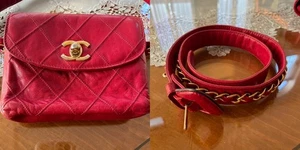 Chanel Bicolore Bauchtasche Gürteltasche Vintage Rot Hüfttasche 70/28 CC Leder✨ - Bild 1 von 17