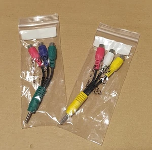 Cavo AV composito 3,5 mm stereo jack aux a tondo completo triplo 3x RCA phono corto - Foto 1 di 1
