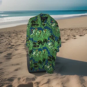 Puritan Hawaiian Green Surfer Shirt Men’s 48” Chest Short Sleeves Button Up - Picture 1 of 6