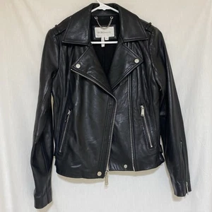 Chaqueta de cuero negra BCBGeneration 100 % cuero precio de venta sugerido por el fabricante $348 extra pequeña (XS) - Imagen 1 de 13