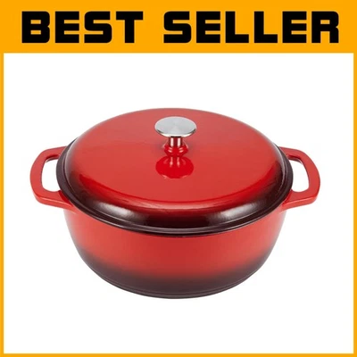 Red Enameled Cast Iron Dutch Oven Pot, 4.3-Qt, Dual Handles - Image 1 of 4