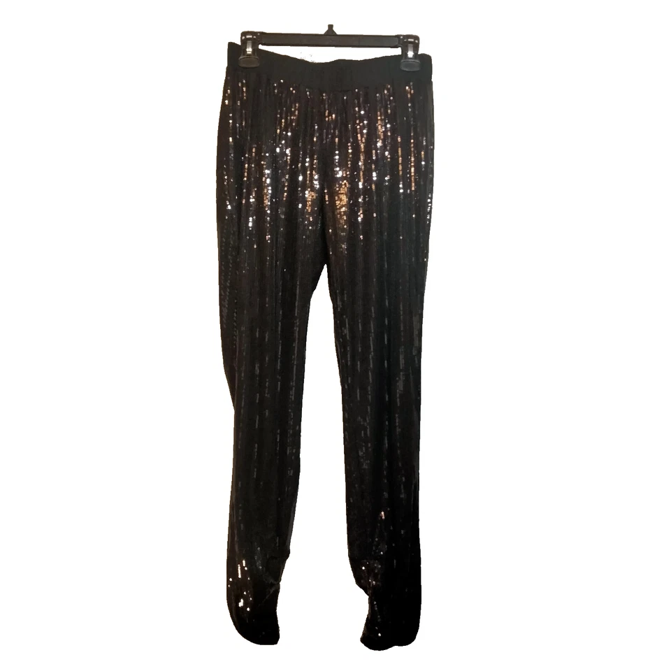 Pantalones de lentejuelas White House Black Market XS tiro medio ~ dobladillo lateral tobillo abierto Foto 1 de 4