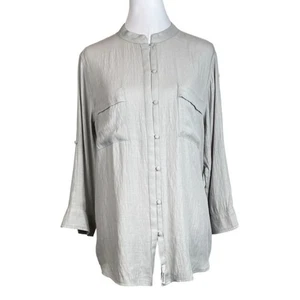 Woolrich top donna taglia M grigio colletto mandarino Lagenlook vestibilità ampia Artsy Flow - Foto 1 di 9