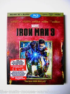 Iron Man 3 3D Blu-ray DVD Digitale Kopie und Musik kein Slipcover - Bild 1 von 2