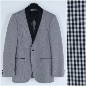 Sheppard Check Blazer 36R UK Size ZARA Mens Grey Cotton Sport Coat Jacket - Picture 1 of 14