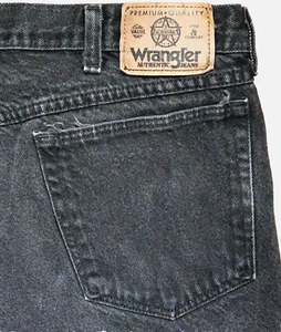 Wrangler BLACK Cotton Denim Jeans Tagged 38x30 Cowboy Western Work VGUC - Picture 1 of 7