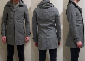 SUITSUPPLY VITALE BARBERIS CANONICO LIGHT GREY RAIN COAT WITH HOOD SIZE 48 - Picture 1 of 13
