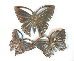 BUTTERFLY Tiles, Handmade Ceramic Mosaic Craft Tiles, Gold Wall Decor, Set of 3 - Foto 1 di 6