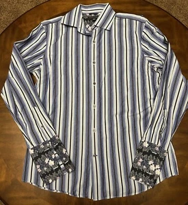 Banana Republic Mens Long Sleeve Button Shirt Large 16-16.5 French Cuff Blue - Picture 1 of 17